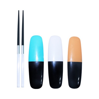 pharmacy shop giveaways capsule style foldable plastic chopsticks with box